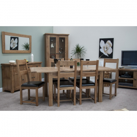 Rustic Solid Oak Extending Dining Table and Six Chairs